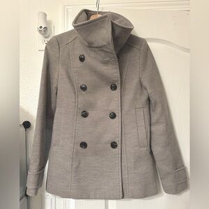 H&M Structured Light Gray Double-Breasted Women's Peacoat